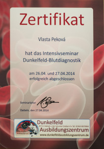 Certifikát Diagnostika kapky krve Německo